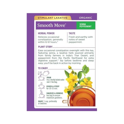 شاي أعشاب سموث موف بالنعناع والسنا العضوي - 16 كيس