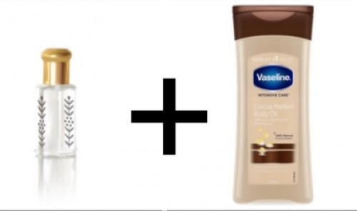 خلطة الترطيب المنعشه مسك شفاف و جل فازلين كاكاو