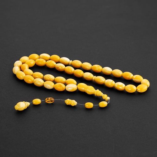 سبحة مستكا بيضاوي تمليكة - اصفر كهرماني