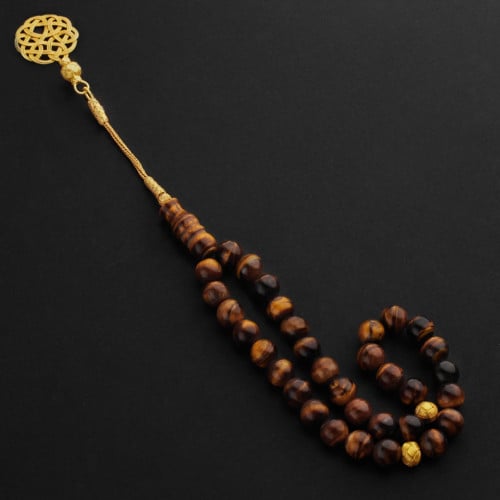 سبح عقيق تايقر طربزونه ذهبي