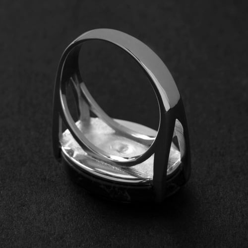 خاتم ملكي بمقبض عيار 925 - رمادي مموج