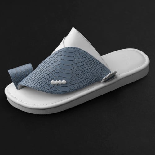 حذاء شرقي نقش جلد ثعبان سماوي ابيض