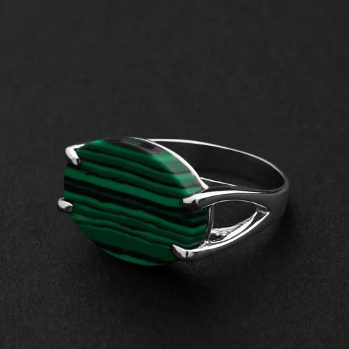 خاتم ملكي بمقبض عيار 925 - اخضر معرق