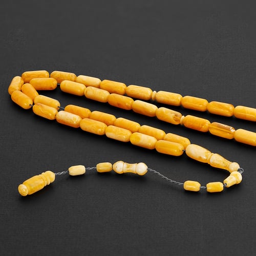 سبحة مستكا اسطواني تمليكة - اصفر كهرماني