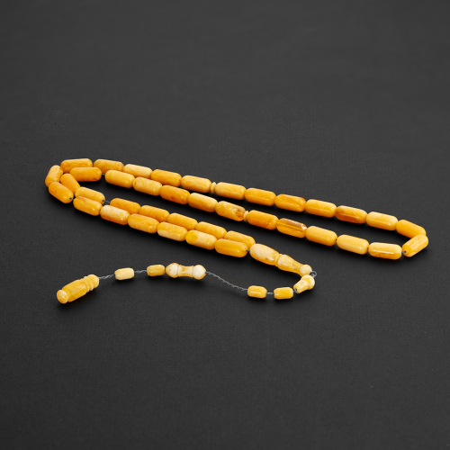 سبحة مستكا اسطواني تمليكة - اصفر كهرماني