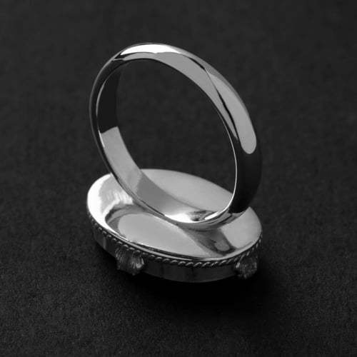 خاتم ملكي مقبض كلاسيكي فضه عيار 925 - احمر معرق