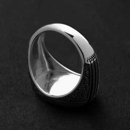 خاتم عثماني مودرن فضه عيار 925 - اخضر مموج