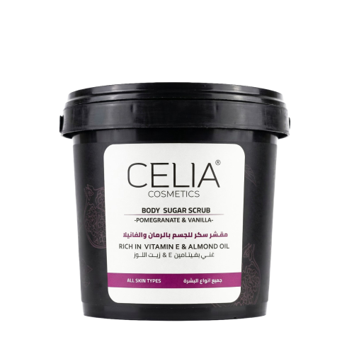 مقشر السكر الزيتي للجسم بالرمان والفانيلا