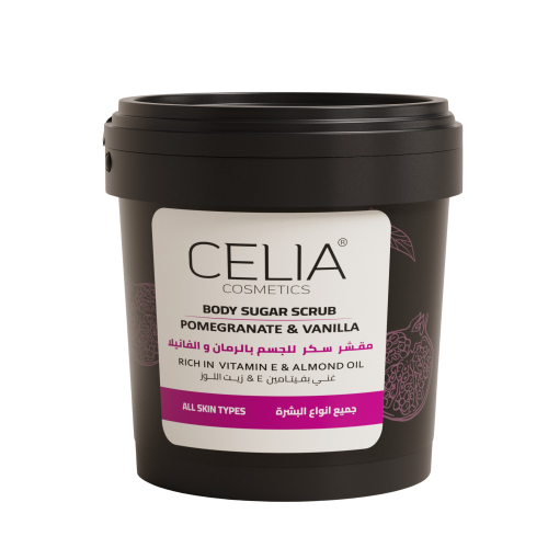 مقشر السكر الزيتي للجسم بالرمان والفانيلا