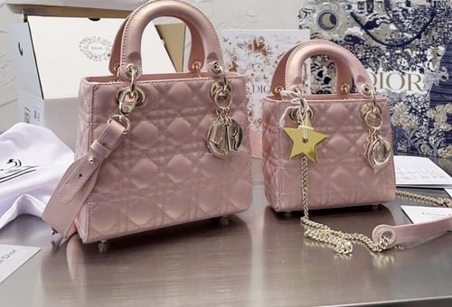 حقيبة ليدي ديور بحجمين / وردي
