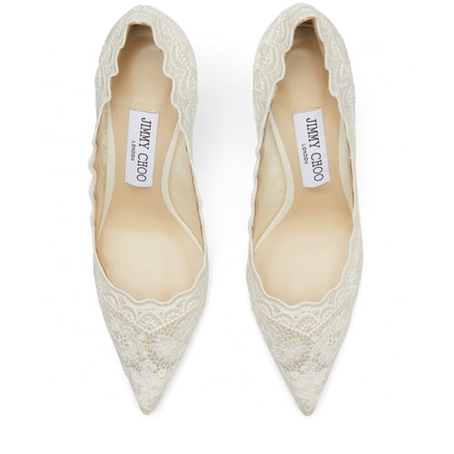 كعب جيمي شو دانتيل ابيض