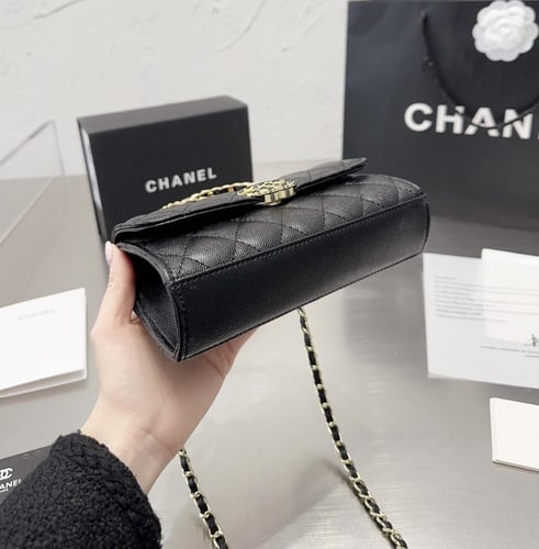 حقيبة شانيل صغيرة بمقبض ذهبي/ عدة الوان