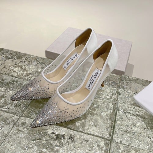 كعب جيمي شو أبيض بلمعة