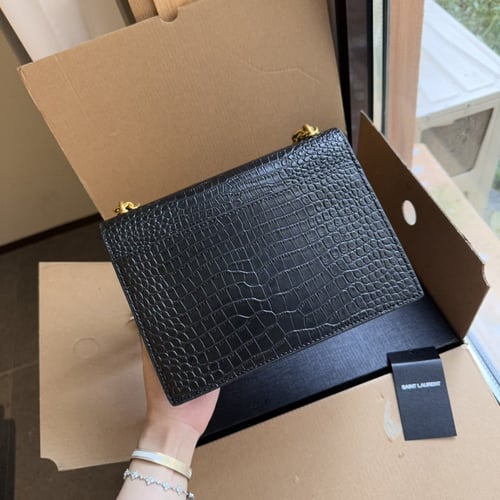 حقيبة ysl صن سيت / أسود جلد