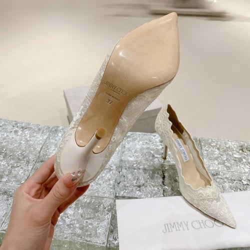 كعب جيمي شو دانتيل ابيض