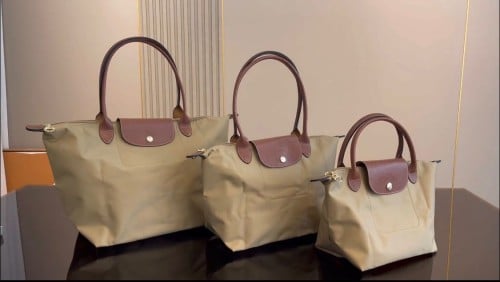 حقيبة لونق تشامب بني وبيج