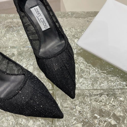 كعب جيمي شو أسود/فضي