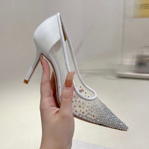 كعب جيمي شو أبيض بلمعة