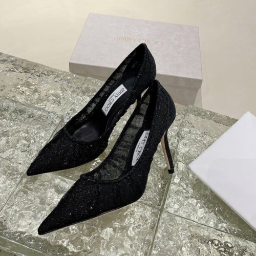 كعب جيمي شو أسود/فضي