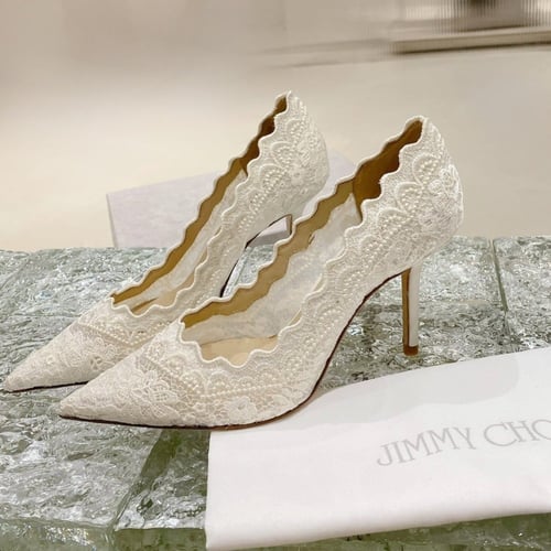 كعب جيمي شو دانتيل ابيض