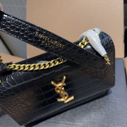 حقيبة ysl صن سيت / أسود جلد