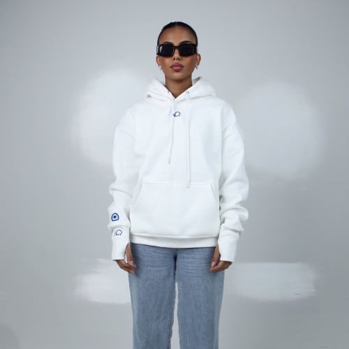 Off-White Hoodie with a Print (unisex)