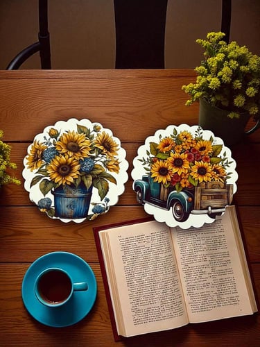 ستيكرات وملصقات عباد الشمس (١٢ ملصق دائري )