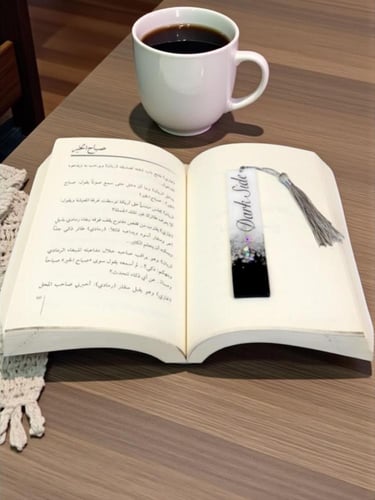 فاصل كتاب باللون الأبيض والأسود