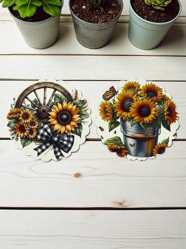 ستيكرات وملصقات عباد الشمس (١٢ ملصق دائري )