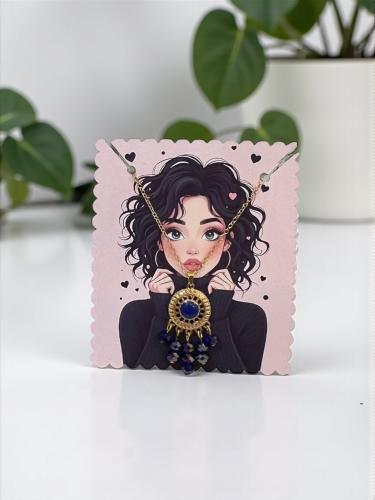 سلسله ذهبيه بخرزات زرقاء