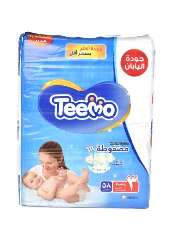 حفاضات تيمو، حجم 3 عبوة ميجا، 6-12 كجم، عدد 58 قطع...