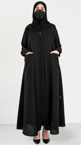 عباية نص كلوش سوداء بجيوب