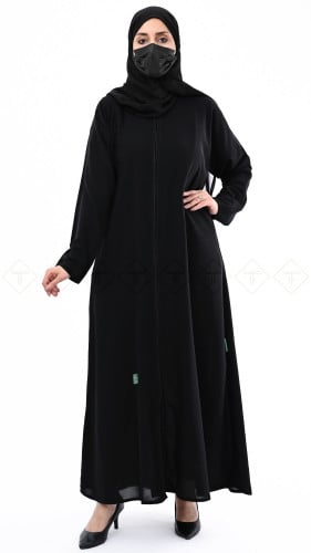 عباية كتف سادة سوداء بقماش نواعم