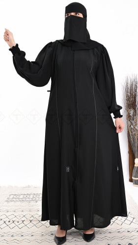 عباية رسمية سوداء للموظفات بقماش نواعم كوري وأكمام...