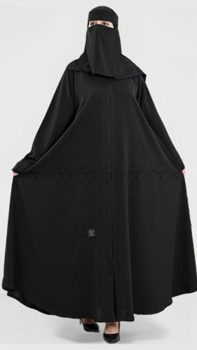 عباية سوداء دبل كلوش كم مقلوب
