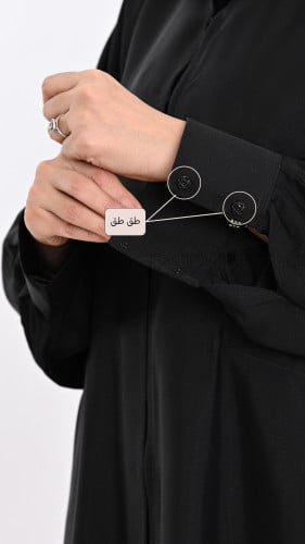 عباية كريب صالونة سوداء رسمية للدوام بجيوب وأكمام...