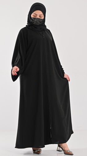 عباية كتف سادة كم مفتوح بزرار زينة
