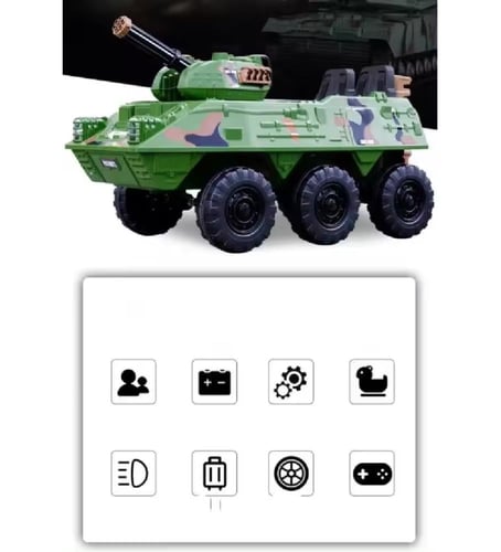 سيارات اطفال شكل دبابة كهربائية 6 محرك بدواسة داخل...