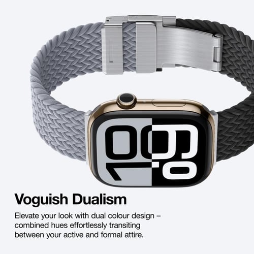 سير قماشي بقفل ستانلستيل - وردي و رمادي