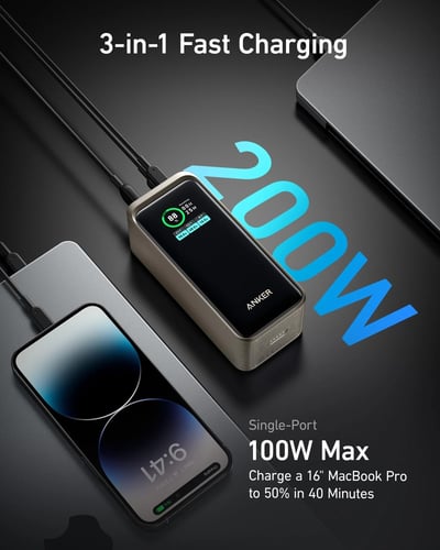 بطارية متنقلة انكر 735 بسعة 20000 ملي امبير بقوة 2...