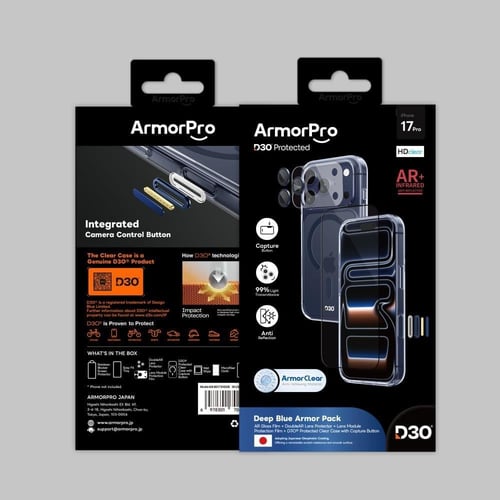 بكج ArmorPro (4 في 1) كفر ماج سيف أزرق + شاشة شفاف...