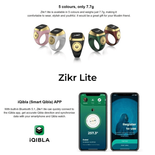 خاتم تسبيح ذكي الكتروني كحلي Zikr Ring Smart Tasbi...