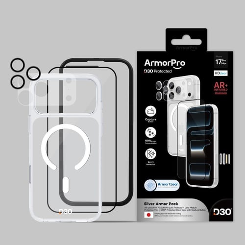 بكج ArmorPro (4 في 1) كفر ماج سيف شفاف + شاشة شفاف...