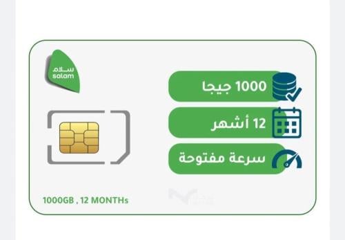 شريحة بيانات سلام موبايل (1000G) لمدة سنة