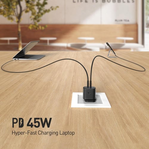 شاحن جداري JODA Mobi بقوة 45 واط أسود - منفذين تاي...