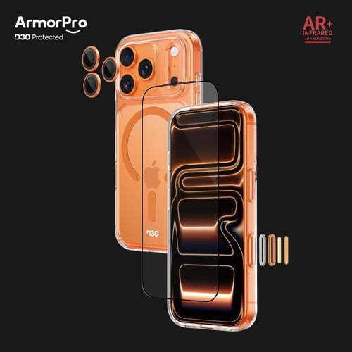 بكج Armorpro D30 (3 في 1) كفر ماج سيف برتقالي + شا...
