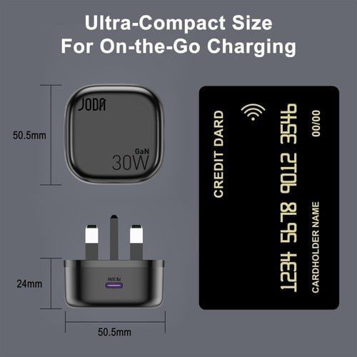 شاحن جداري JODA فولت بود بقوة 30 واط أسود - منفذ ت...