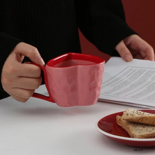 كوب قلب يدوي احمر ووردي 300مل