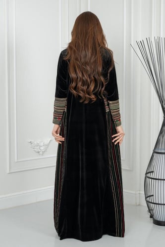 جلابيه مخمل ثراثي بشت بسحاب