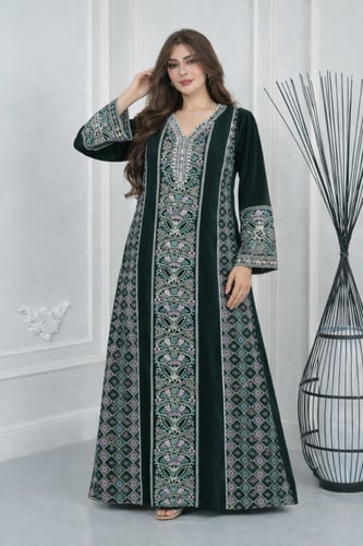 جلابية تطريز لمسه فضي خامه رايون